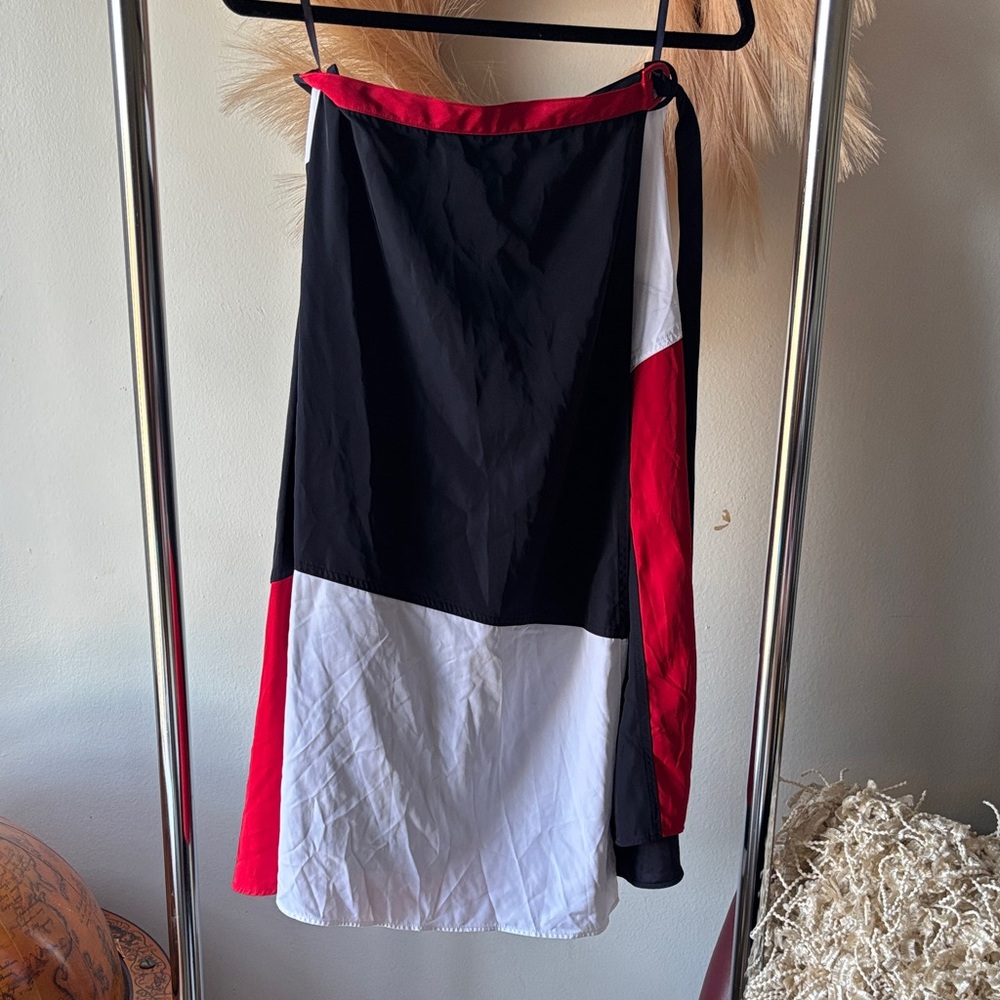 Tommy Hilfiger Black, Red, and White Midi Skirt